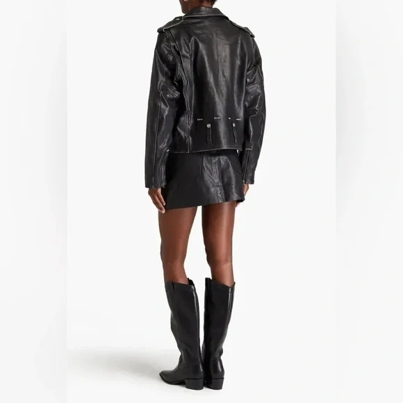 RE/DONE Black Leather Classic Moto Jacket - Picture 4 of 11